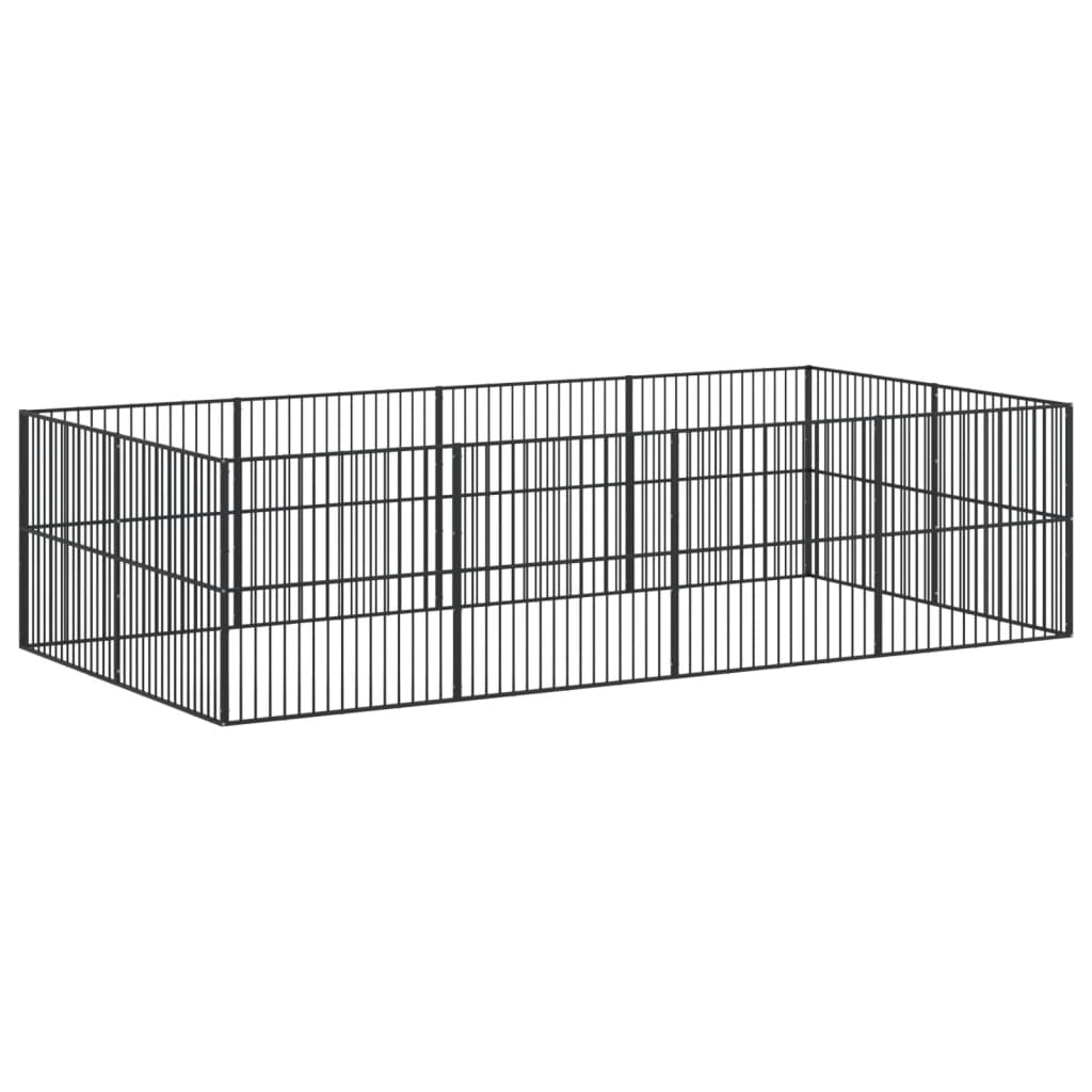 Țarc Pentru Câini Cu 12 Panouri, Negru, Oțel Galvanizat