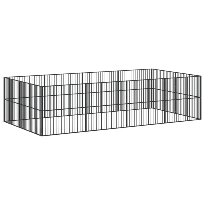 Țarc Pentru Câini Cu 12 Panouri, Negru, Oțel Galvanizat