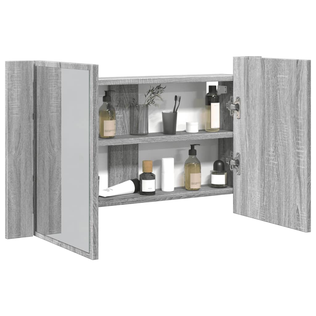 Dulap De Baie Cu Oglindă Și Led, , 80X12X45 Acril