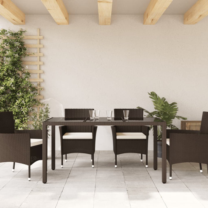 Masă De Grădină Cu Blat Din Sticlă 150X90X75 Cm, Poliratan