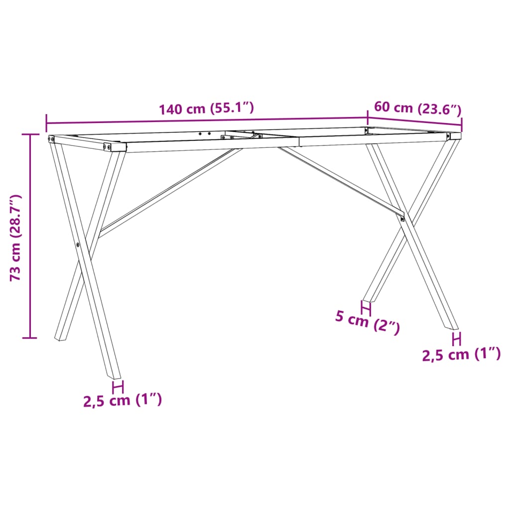Picioare Masă De Sufragerie X-Frame 140X60X73 Cm Fontă