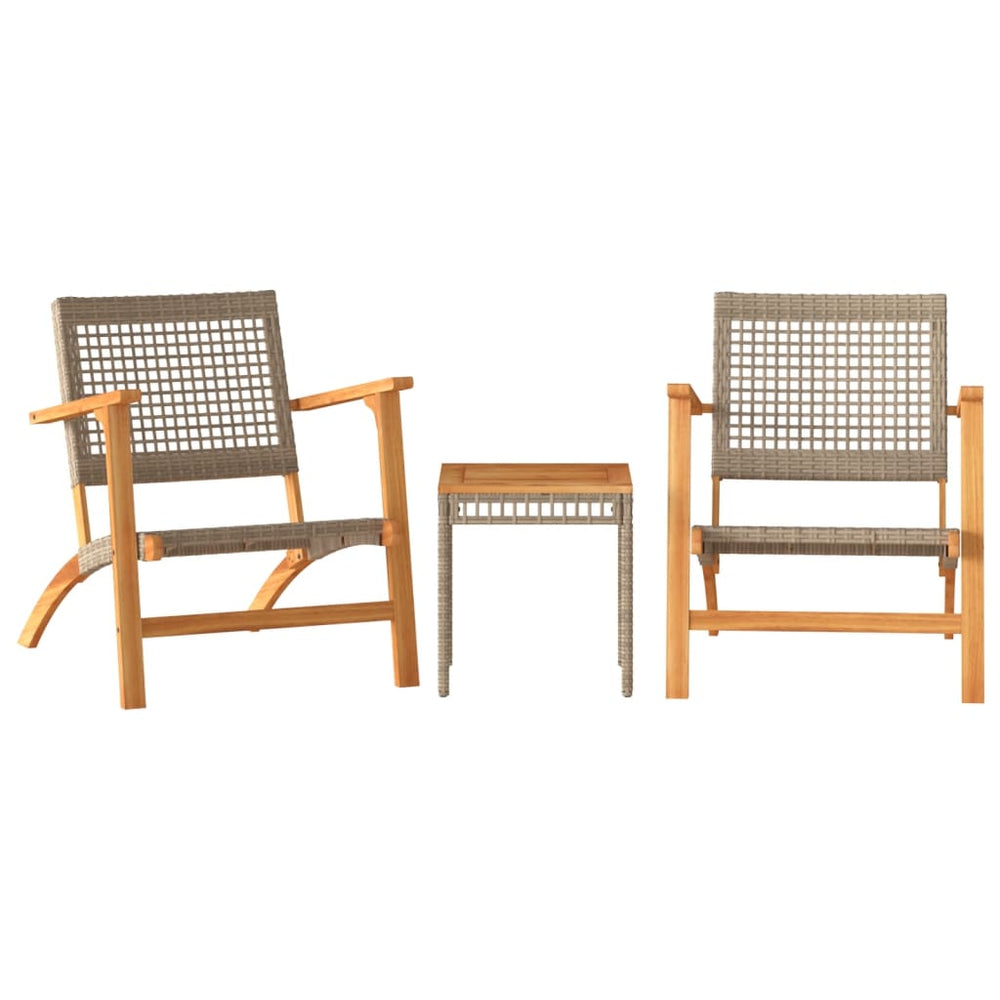 Set Mobilier Bistro, 3 Piese, Poliratan /Lemn De Acacia
