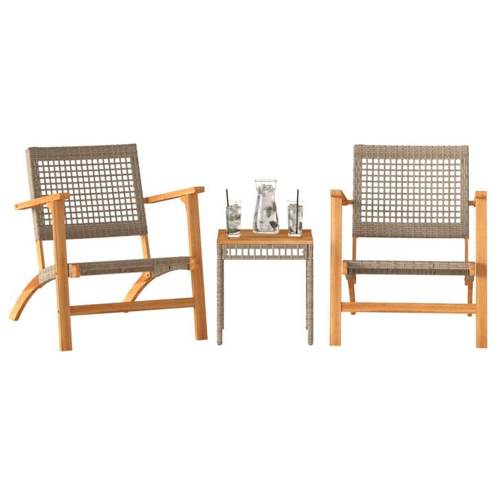 Set Mobilier Bistro, 3 Piese, Poliratan /Lemn De Acacia