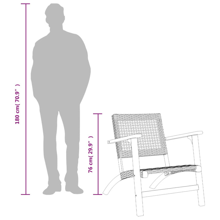 Set Mobilier Bistro, 3 Piese, Poliratan /Lemn De Acacia