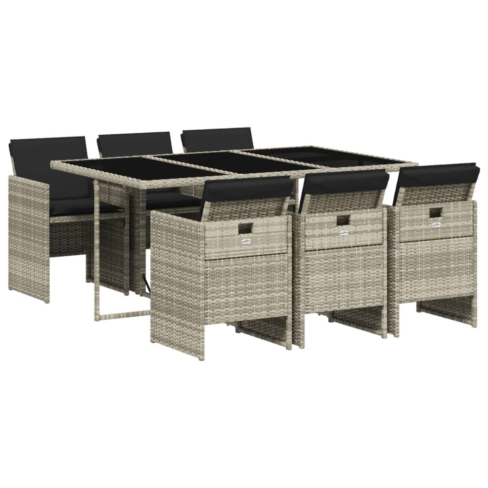 Set Mobilier De Grădină Cu Perne, 7 Piese Poliratan