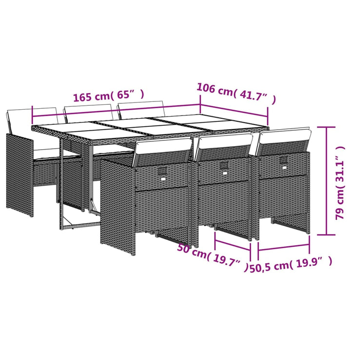 Set Mobilier De Grădină Cu Perne, 7 Piese Poliratan