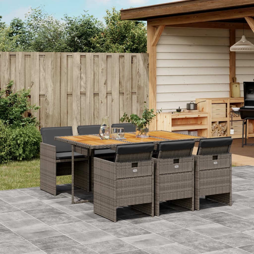 Set Mobilier De Grădină Cu Perne, 7 Piese Poliratan