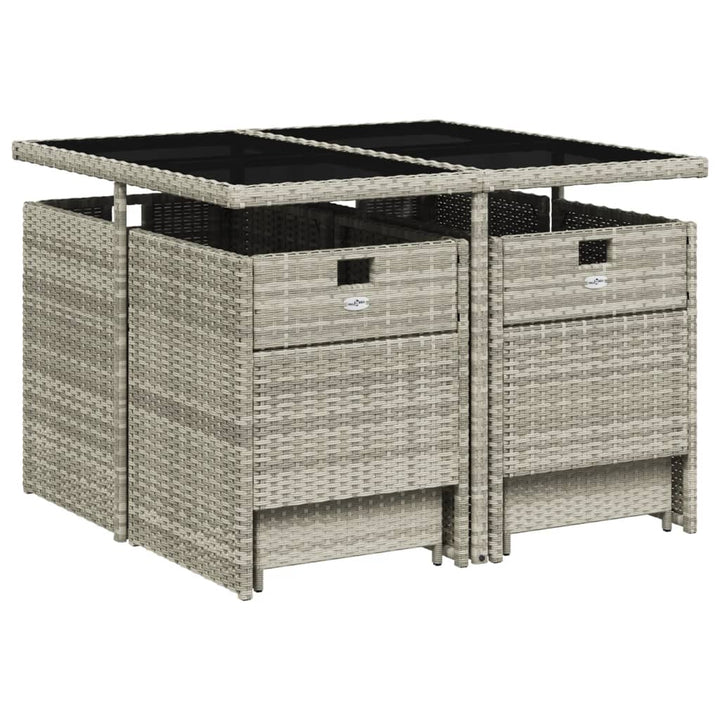 Set Mobilier Grădină Cu Perne, 9 Piese, , Poliratan
