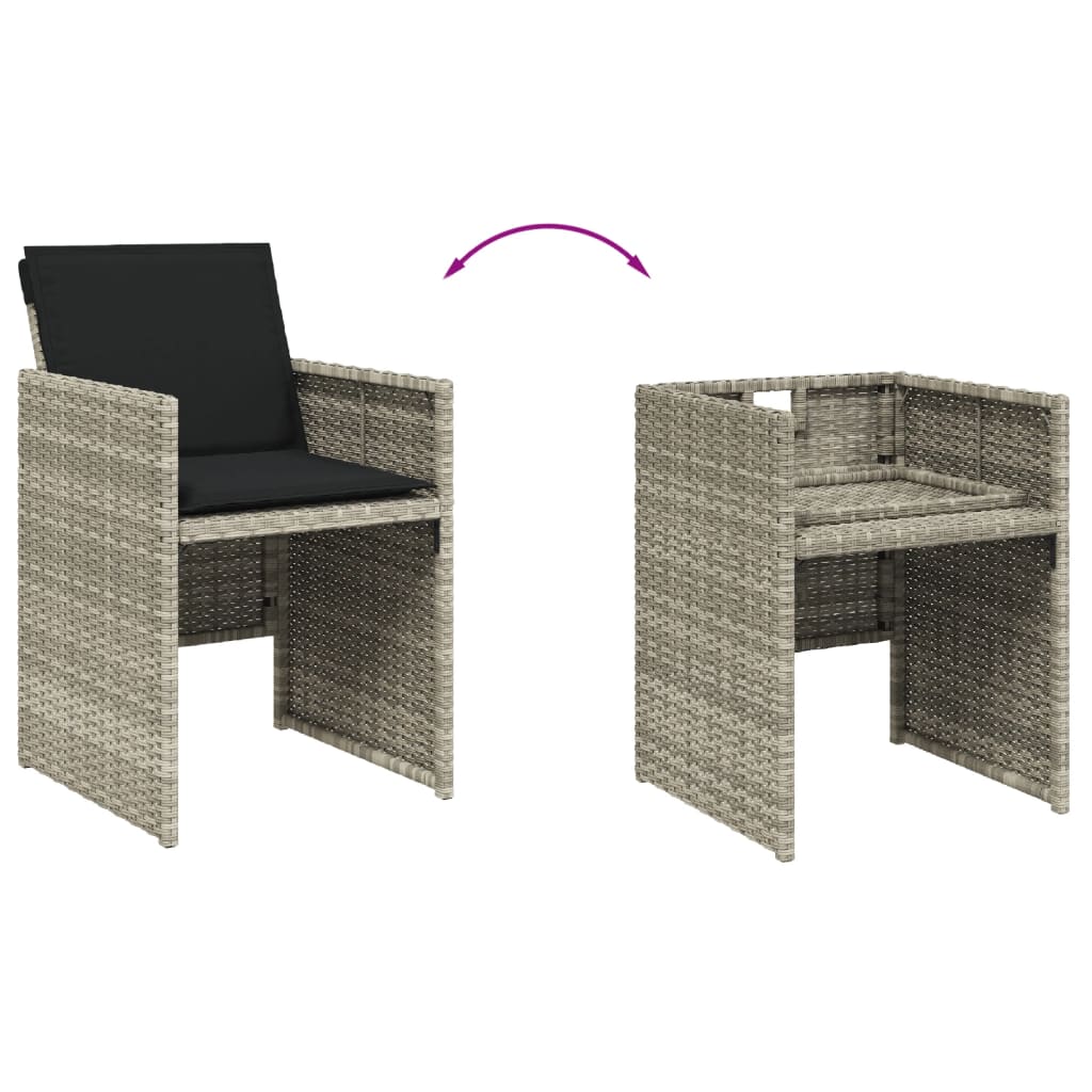 Set Mobilier Grădină Cu Perne, 9 Piese, , Poliratan