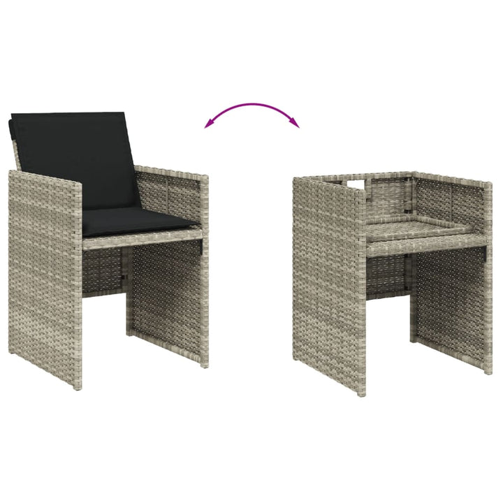 Set Mobilier Grădină Cu Perne, 9 Piese, , Poliratan