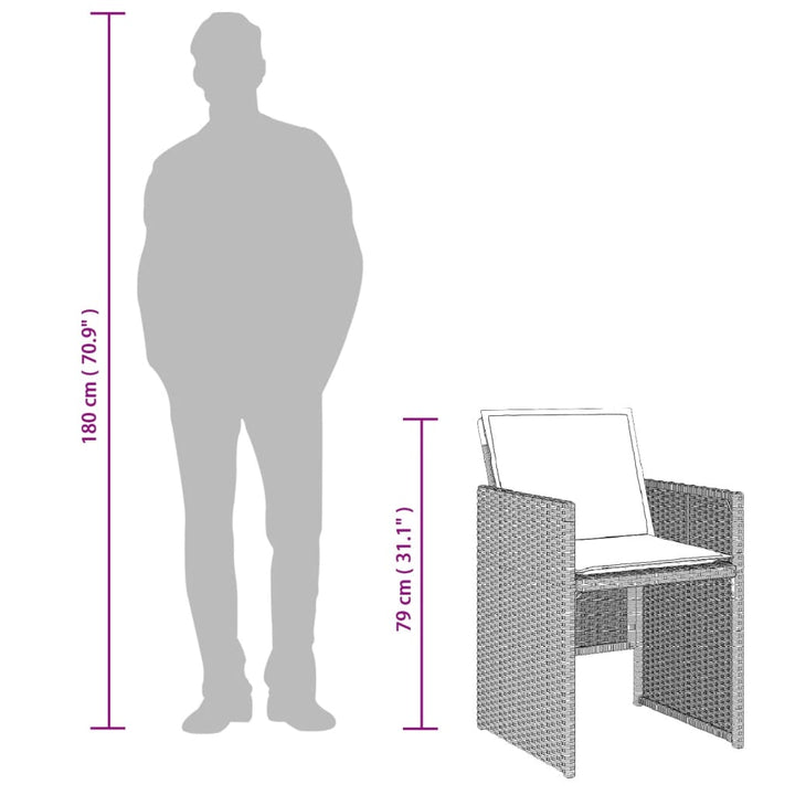 Set Mobilier Grădină Cu Perne, 9 Piese, , Poliratan