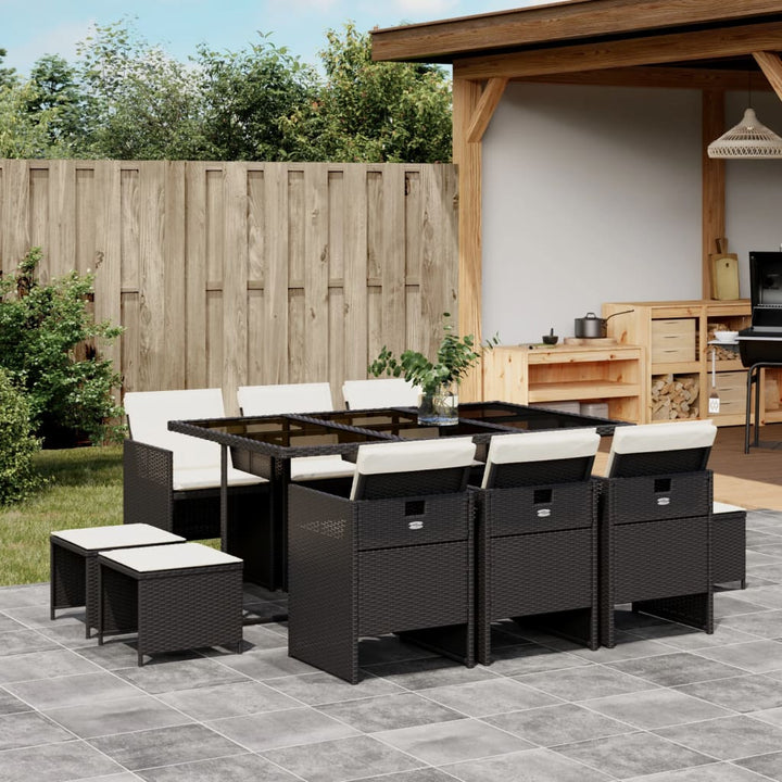 Set Mobilier Grădină Cu Perne, 9 Piese, , Poliratan
