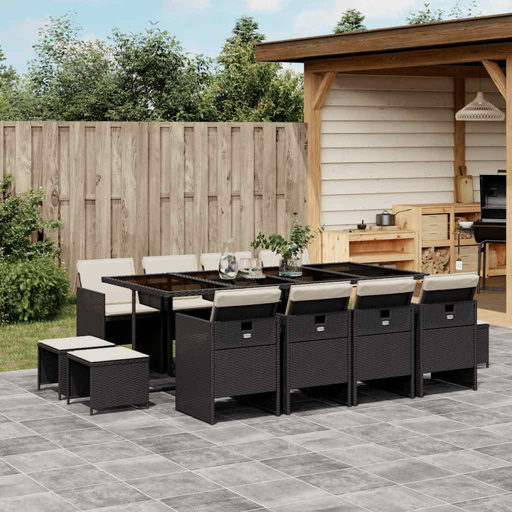 Set Mobilier Grădină Cu Perne, 9 Piese, , Poliratan