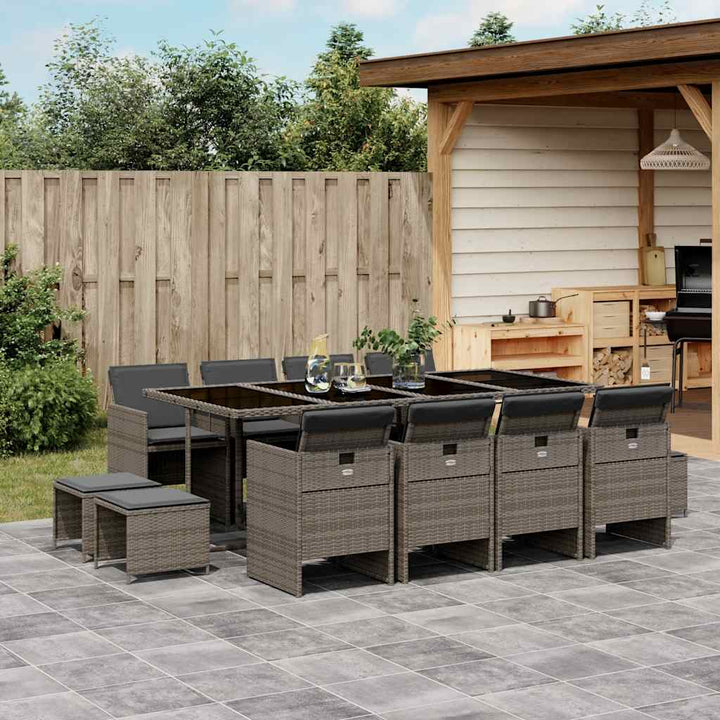 Set Mobilier Grădină Cu Perne, 9 Piese, , Poliratan