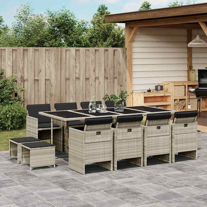 Set Mobilier Grădină Cu Perne, 9 Piese, , Poliratan