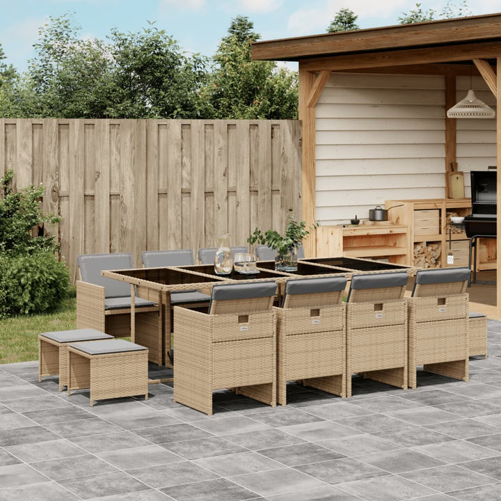 Set Mobilier Grădină Cu Perne, 9 Piese, , Poliratan