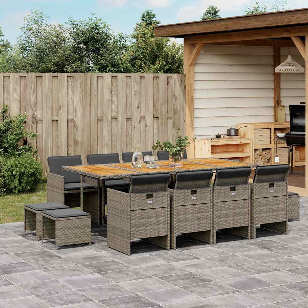 Set Mobilier Grădină Cu Perne, 9 Piese, , Poliratan
