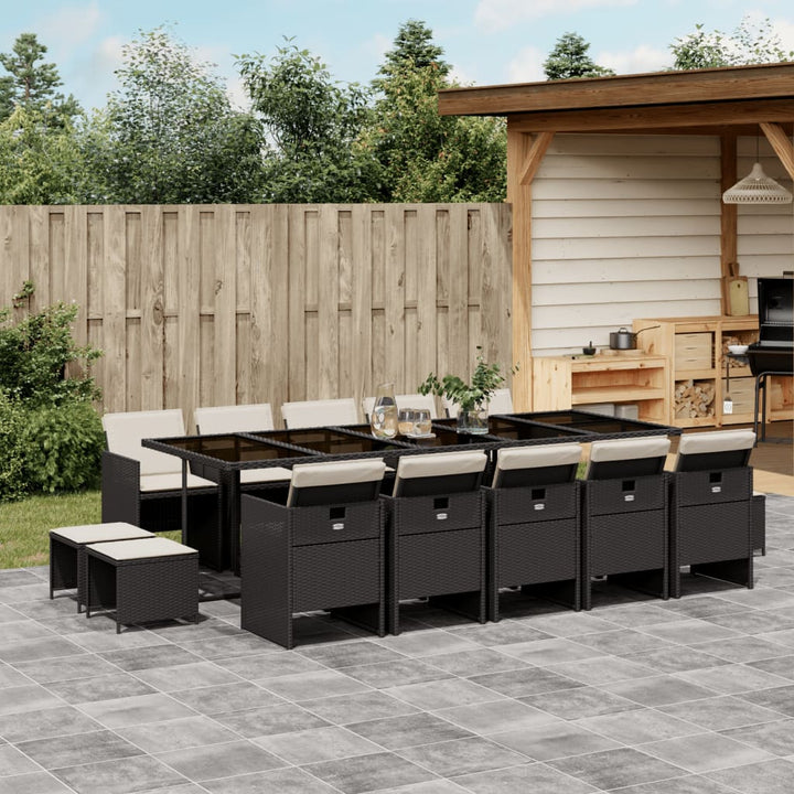 Set Mobilier Grădină Cu Perne, 9 Piese, , Poliratan