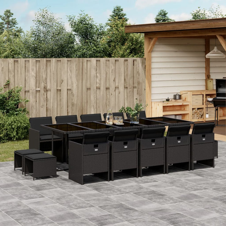 Set Mobilier Grădină Cu Perne, 9 Piese, , Poliratan