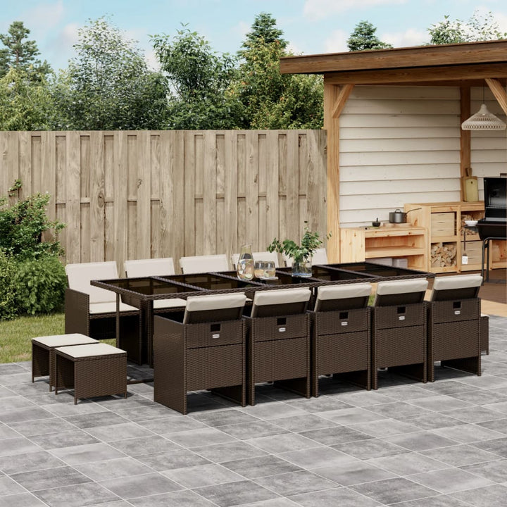 Set Mobilier Grădină Cu Perne, 9 Piese, , Poliratan
