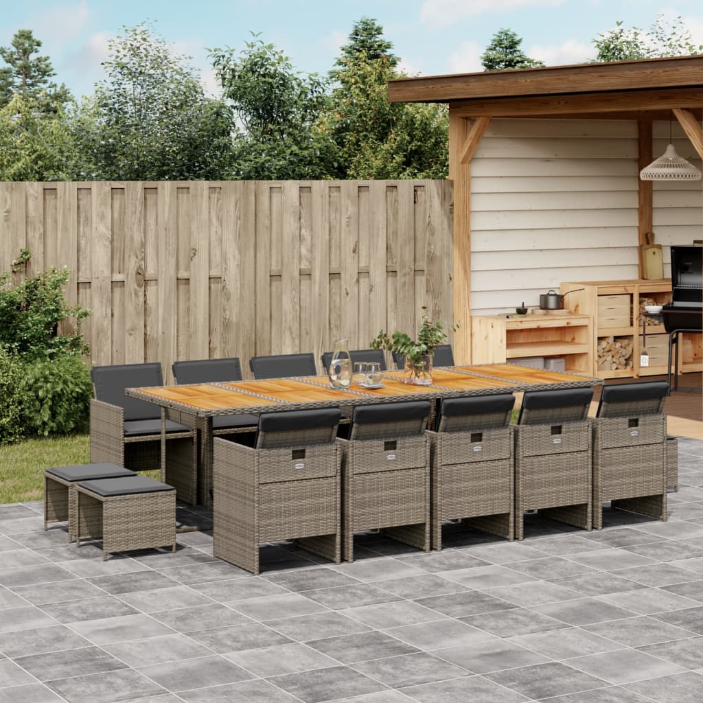 Set Mobilier Grădină Cu Perne, 9 Piese, , Poliratan