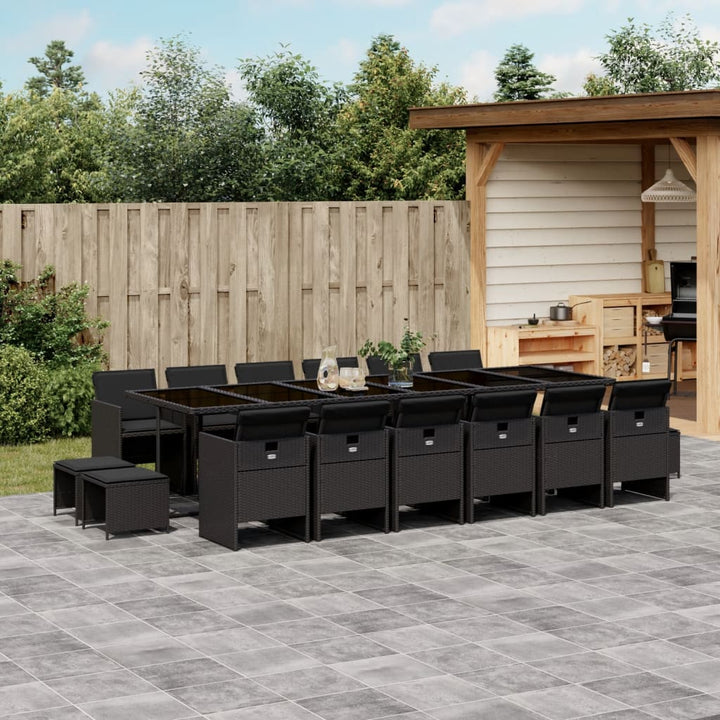 Set Mobilier Grădină Cu Perne, 9 Piese, , Poliratan
