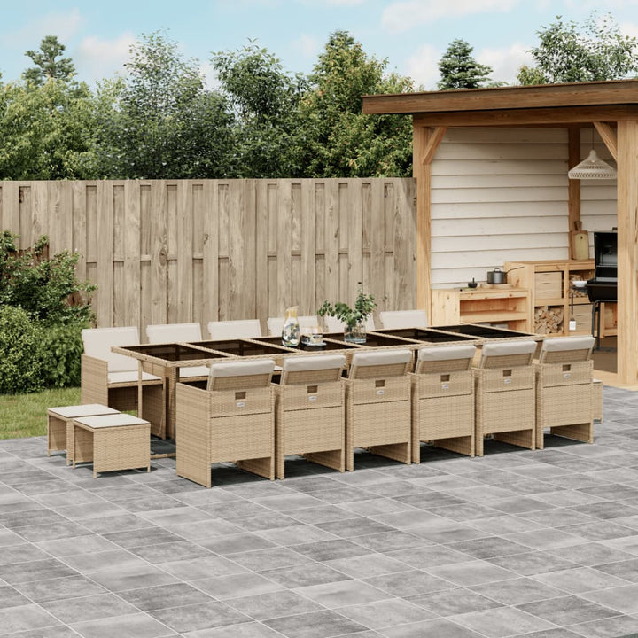 Set Mobilier Grădină Cu Perne, 9 Piese, , Poliratan