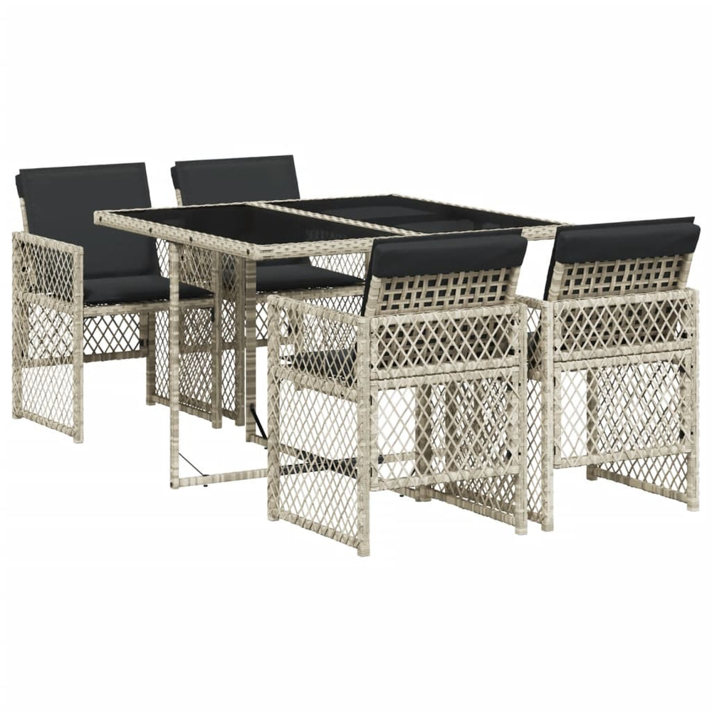 Set Mobilier De Grădină Cu Perne, 5 Piese Poliratan