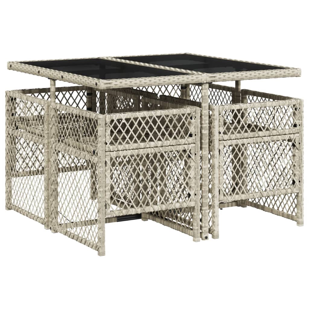 Set Mobilier De Grădină Cu Perne, 5 Piese Poliratan