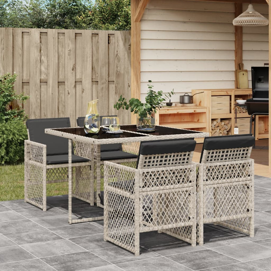 Set Mobilier De Grădină Cu Perne, 5 Piese Poliratan