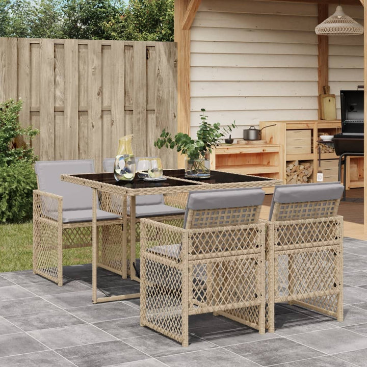 Set Mobilier De Grădină Cu Perne, 5 Piese Poliratan