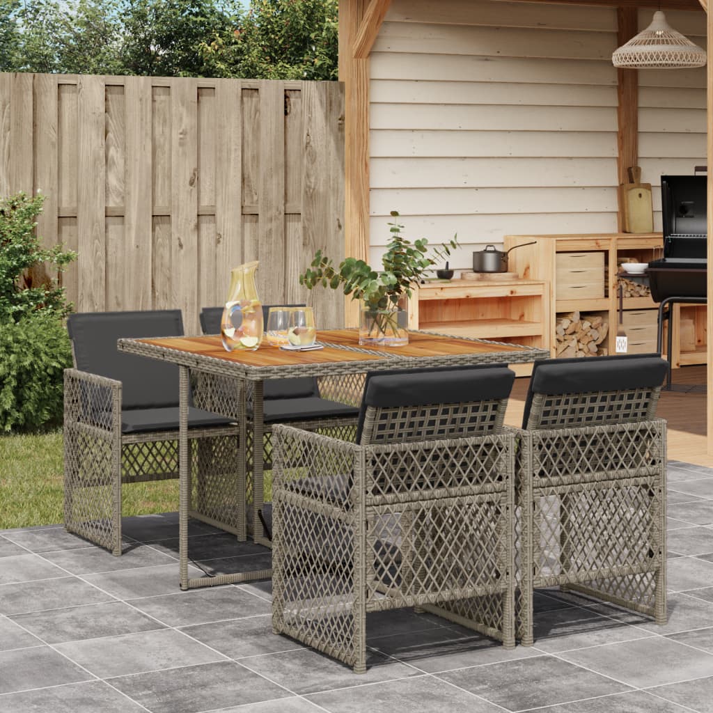 Set Mobilier De Grădină Cu Perne, 5 Piese Poliratan