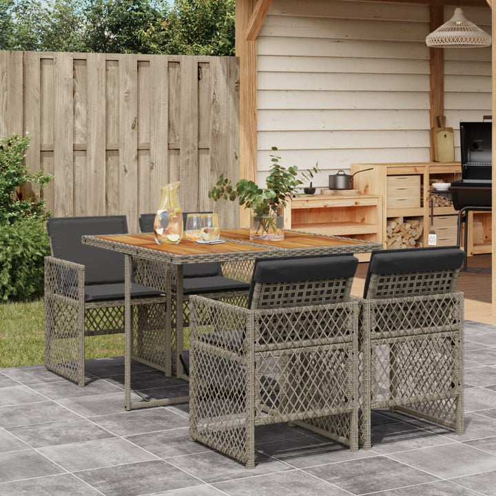 Set Mobilier De Grădină Cu Perne, 5 Piese Poliratan