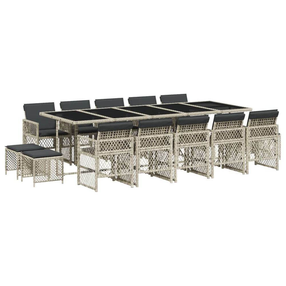 Set Mobilier De Grădină Cu Perne 15 Piese Poliratan