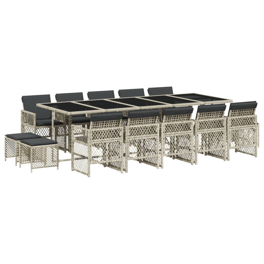 Set Mobilier De Grădină Cu Perne 15 Piese Poliratan