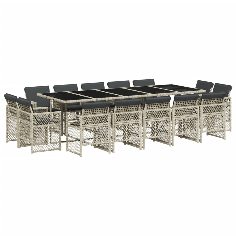 Set Mobilier De Grădină Cu Perne 15 Piese Poliratan