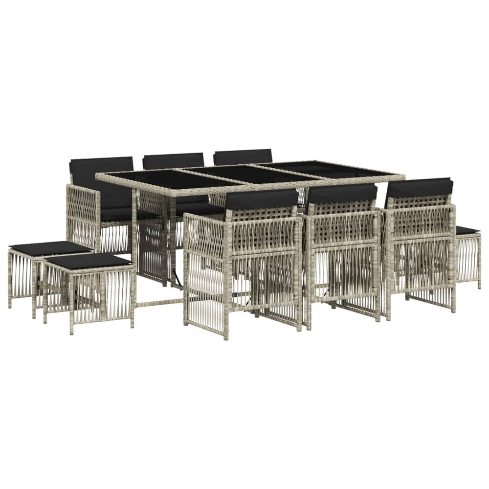 Set Mobilier De Grădină Cu Perne 11 Piese Poliratan