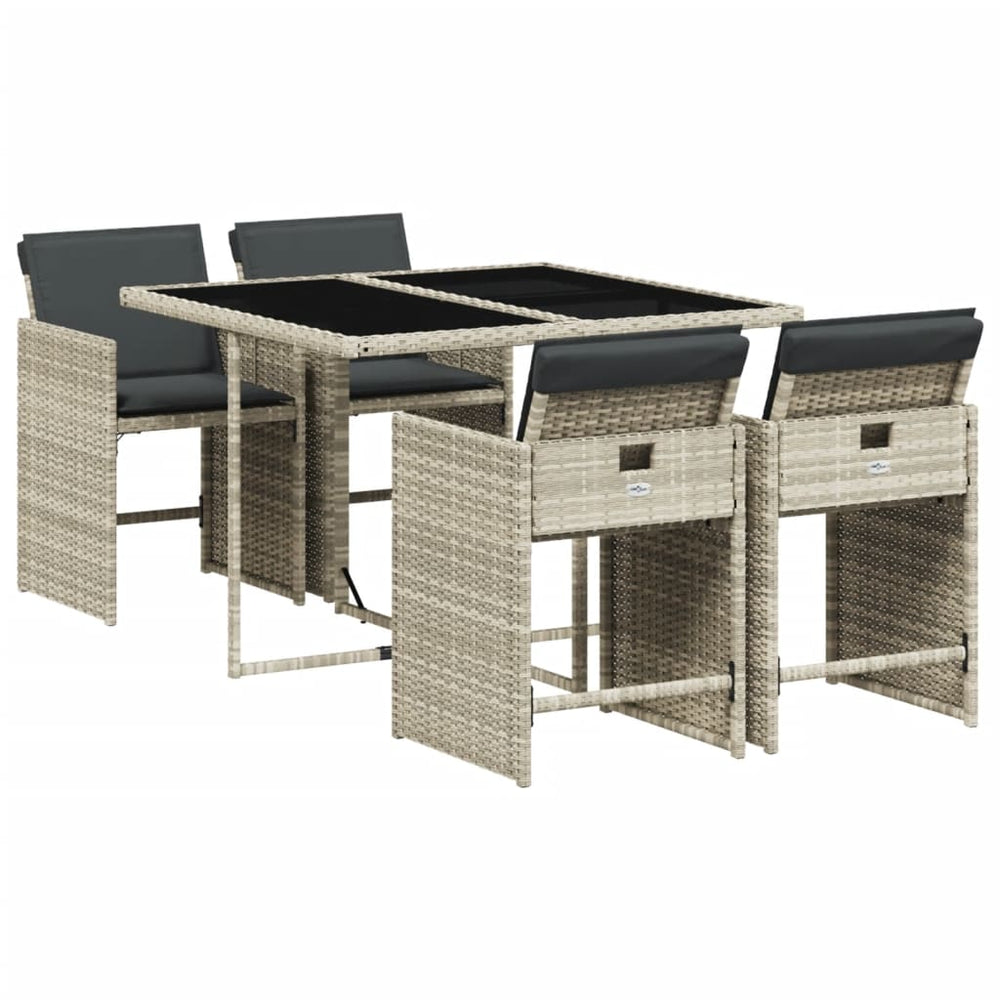 Set Mobilier De Grădină Cu Perne, 5 Piese Poliratan