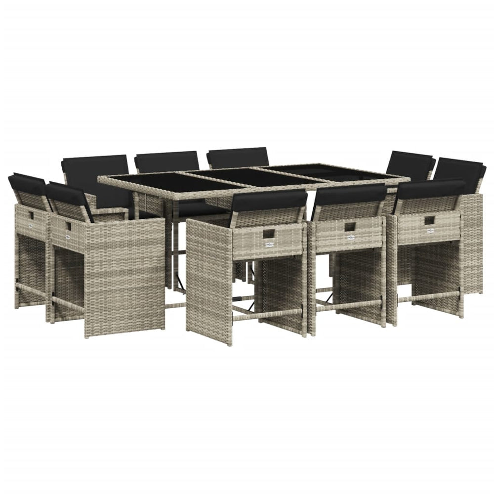 Set Mobilier De Grădină Cu Perne 11 Piese Poliratan