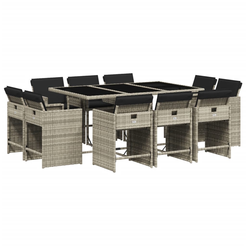 Set Mobilier De Grădină Cu Perne 11 Piese Poliratan