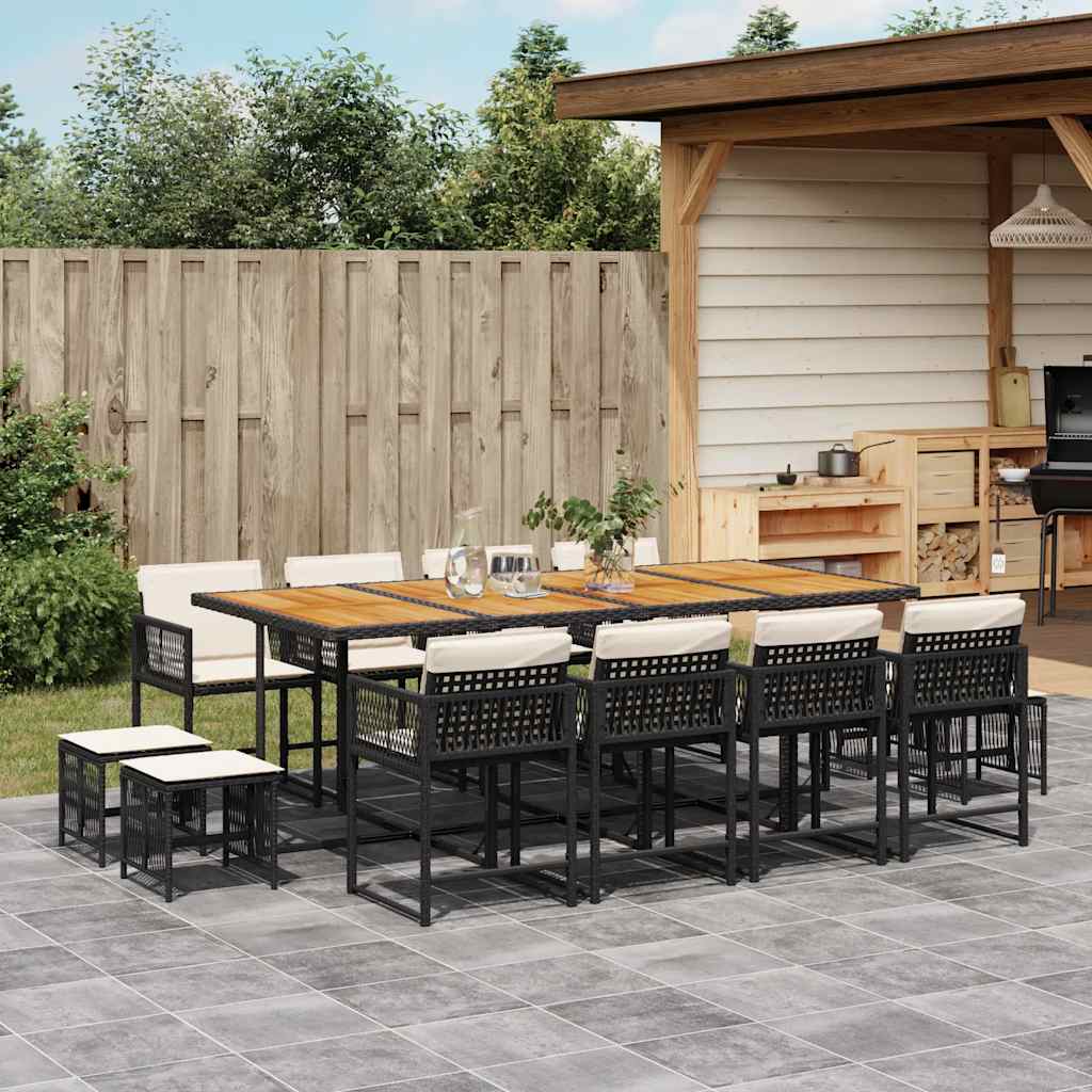 Set Mobilier De Grădină Cu Perne, 13 Piese, Bej, Poliratan