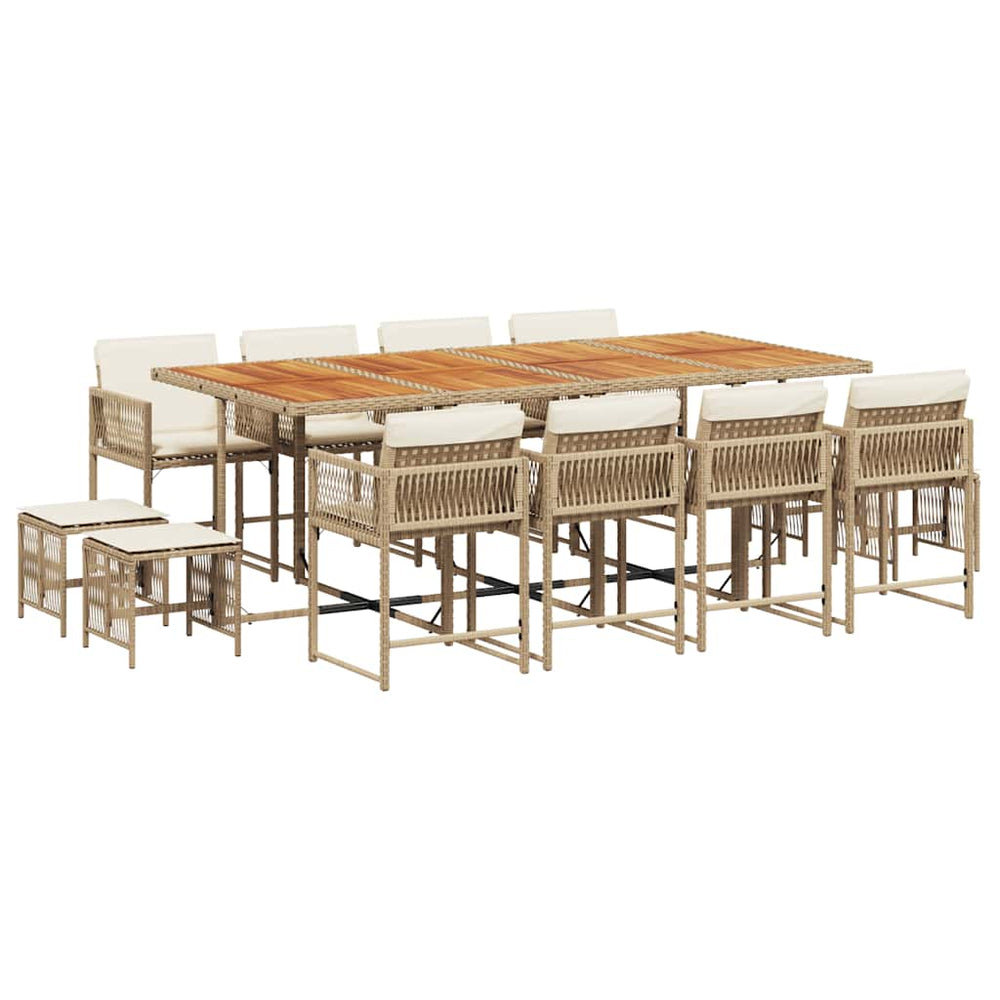 Set Mobilier De Grădină Cu Perne, 13 Piese, Bej, Poliratan