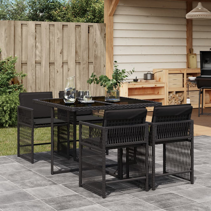 Set Mobilier De Exterior Cu Perne, 11 Piese, Negru, Poliratan