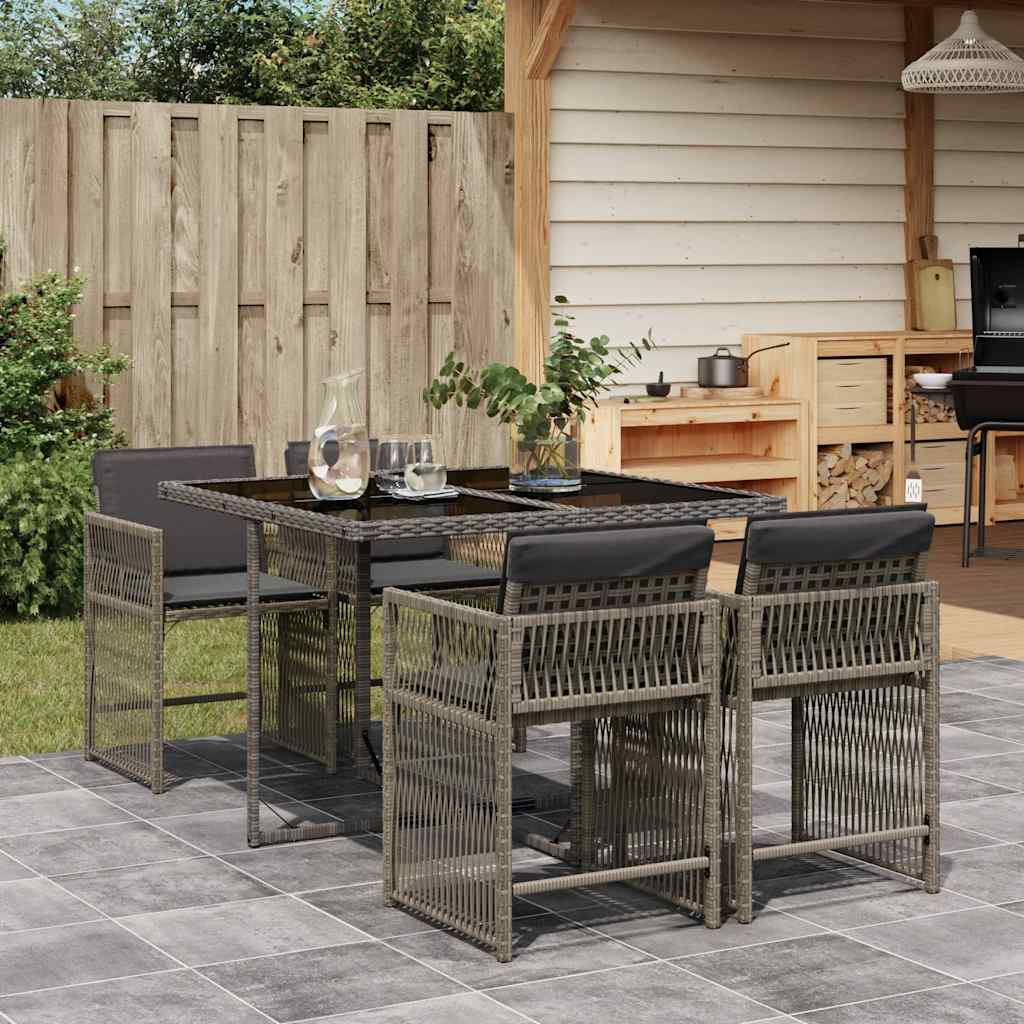 Set Mobilier De Exterior Cu Perne, 11 Piese, Negru, Poliratan