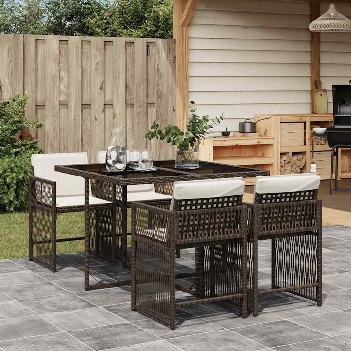 Set Mobilier De Exterior Cu Perne, 11 Piese, Negru, Poliratan