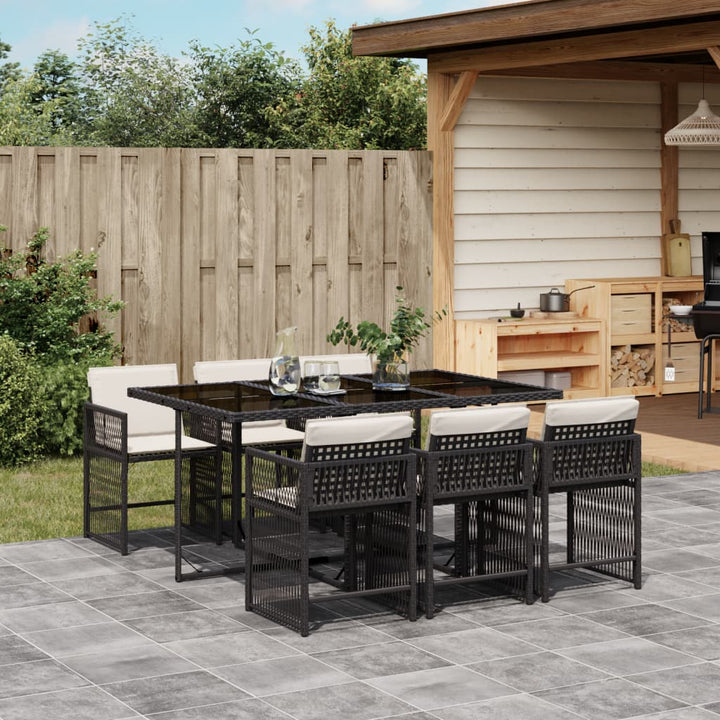 Set Mobilier De Exterior Cu Perne, 11 Piese, Negru, Poliratan