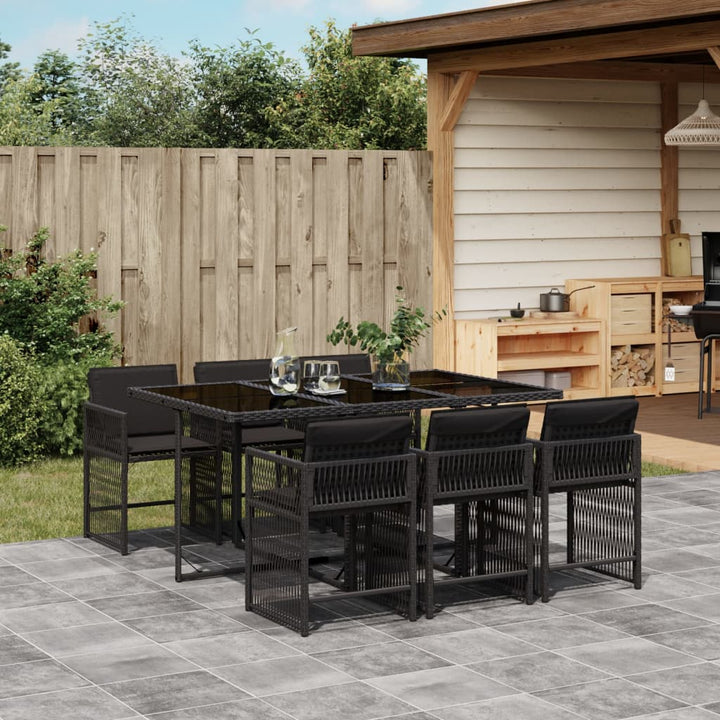 Set Mobilier De Exterior Cu Perne, 11 Piese, Negru, Poliratan