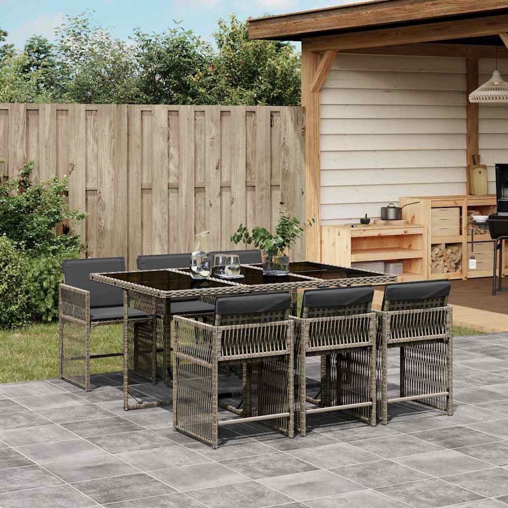 Set Mobilier De Exterior Cu Perne, 11 Piese, Negru, Poliratan
