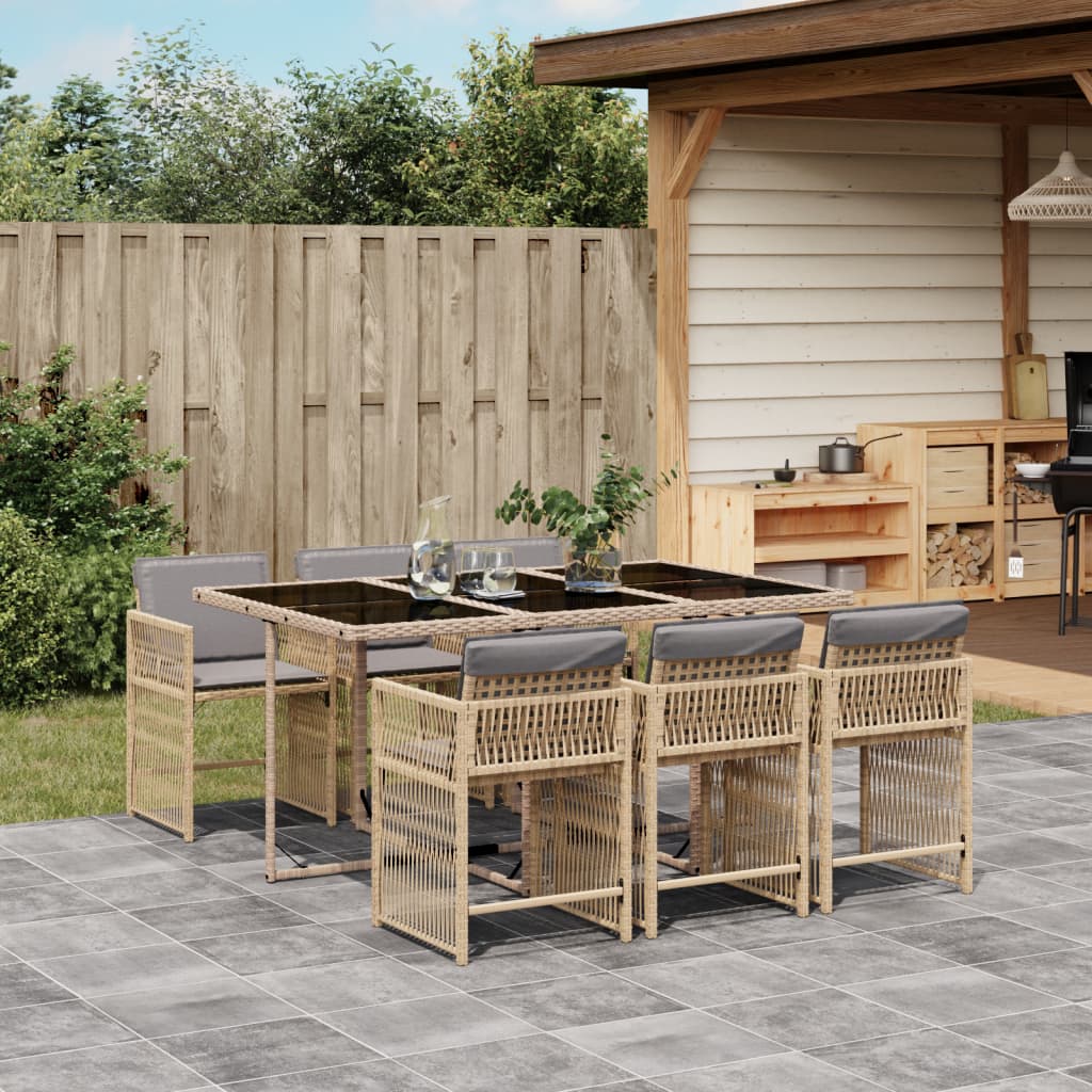 Set Mobilier De Exterior Cu Perne, 11 Piese, Negru, Poliratan
