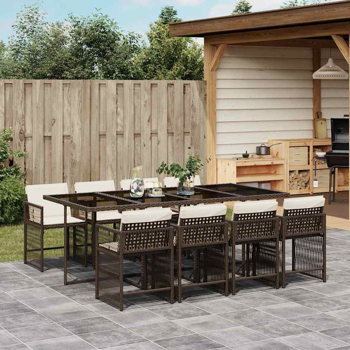 Set Mobilier De Exterior Cu Perne, 11 Piese, Negru, Poliratan